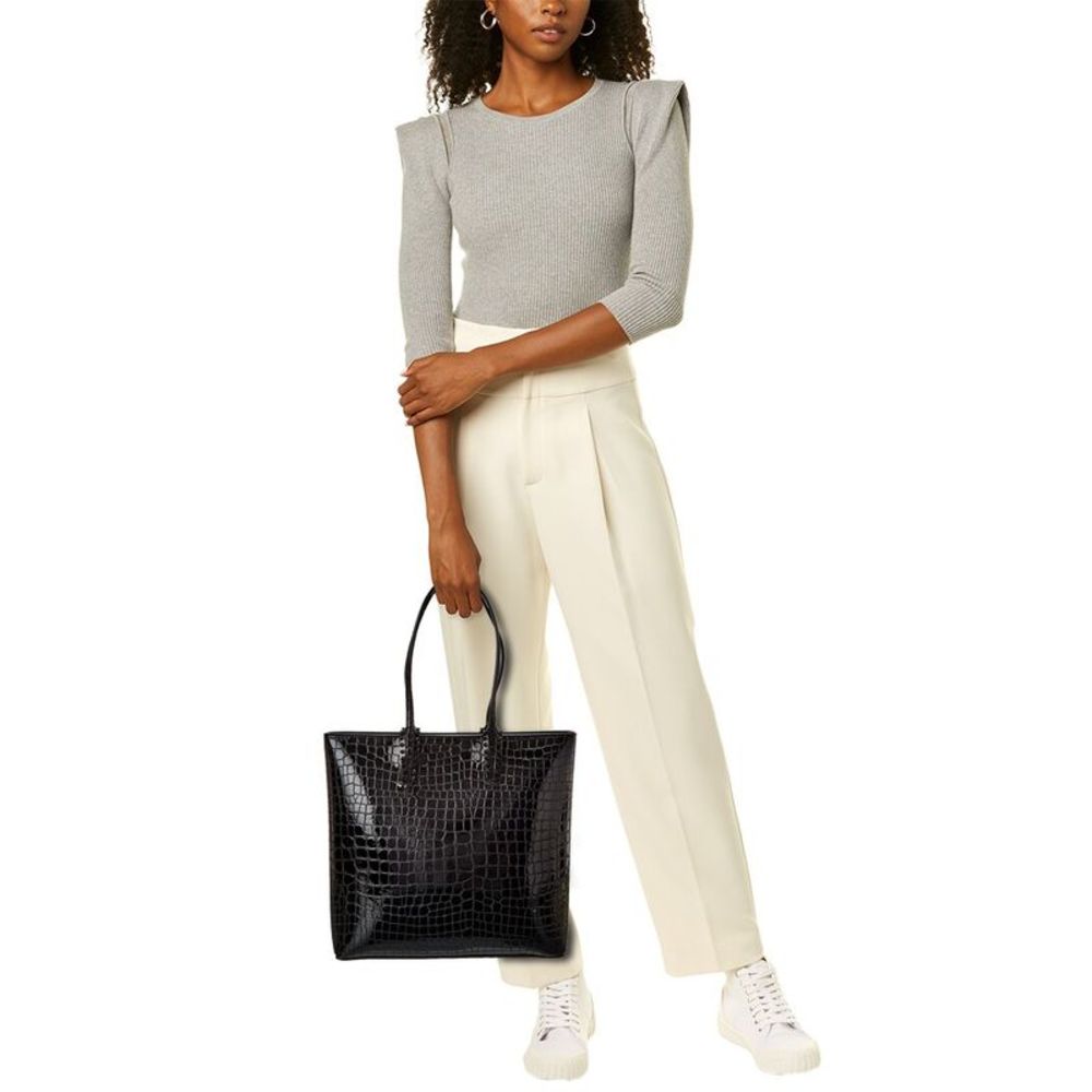 Christian Louboutin Cabata Alligator-Embossed Patent Tote, Black - Picture 4 of 4